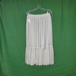 Mint green tulle midi skirt with ruffle detail